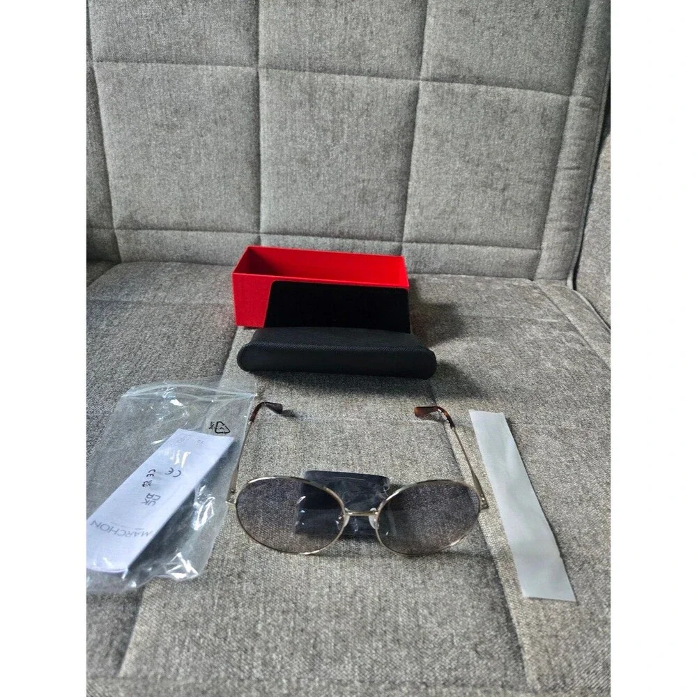 FERRAGAMO Oversized Gradient Blue Round Lens Silver Color Frame Sunglasses 60mm